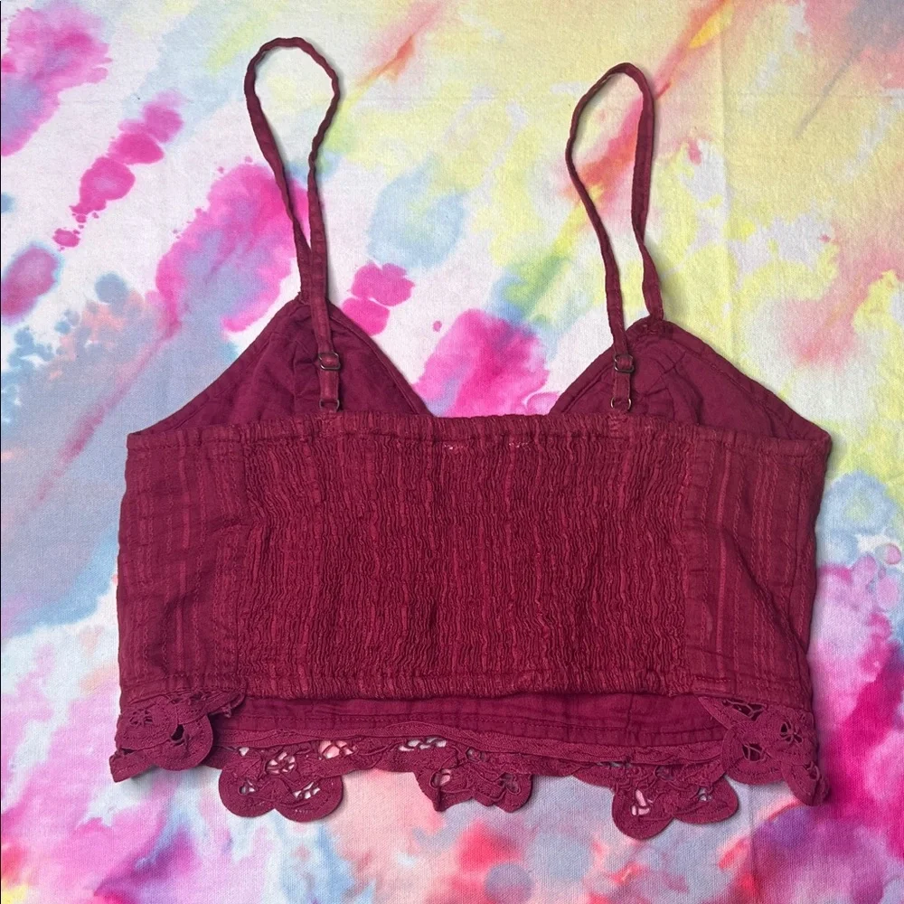 🌸 Free People Burgundy Red ish Crop Top • Lace Dreams 💖✨ - Picture 3 of 10